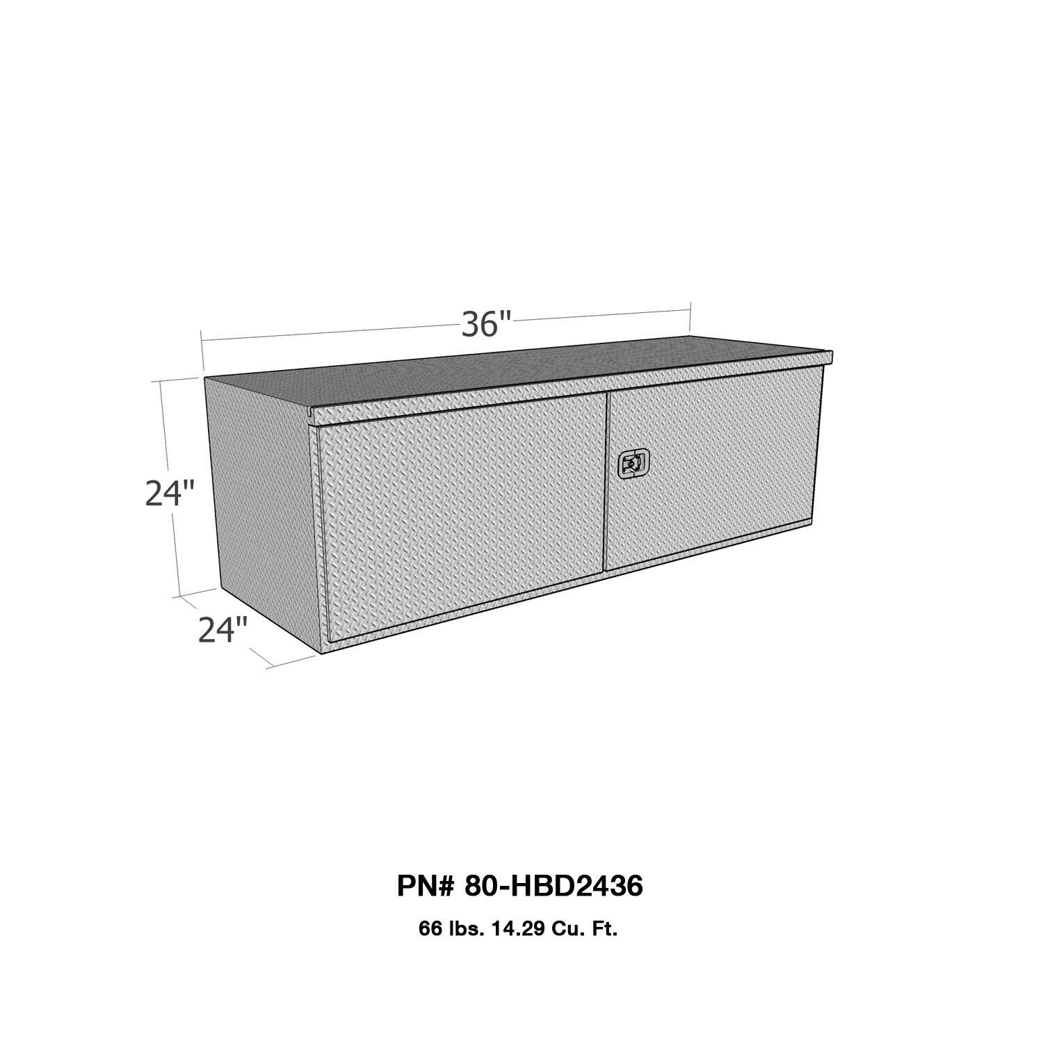 HD Underbody Toolbox, Barn Door With 3 Point Latch - 24in.H x 24in.D x 36in.L