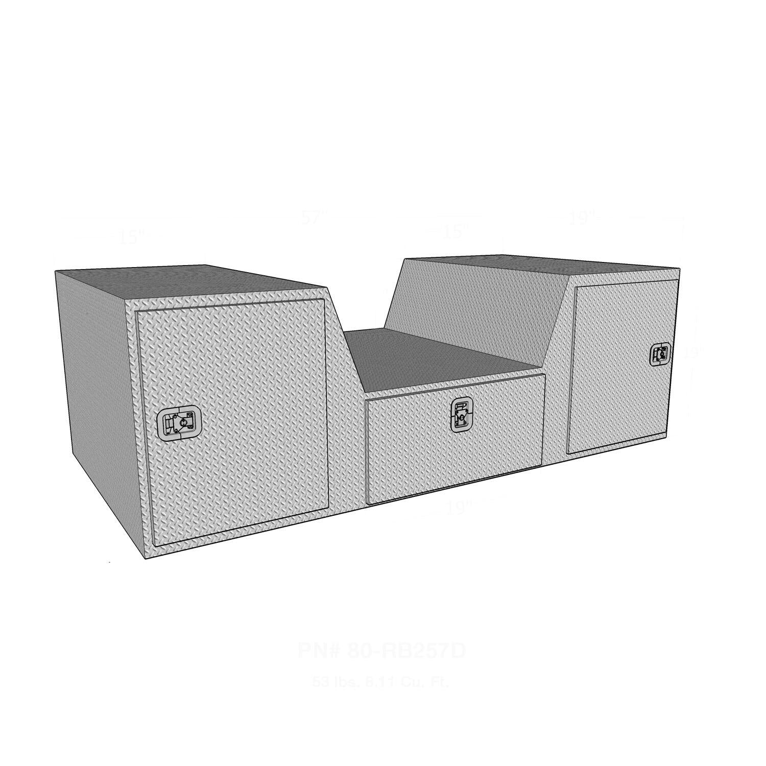 Goose Neck / Fifth Wheel TailgateToolbox 1 Drawer / 2 Rear Swing Doors - 57in.W