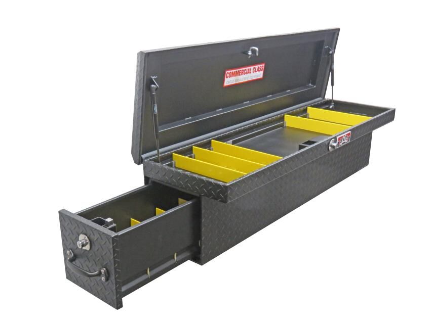 LosiderSafe Toolbox With Rear BedSafe Roller Drawer Passenger Side, Black Texture - 56in.L