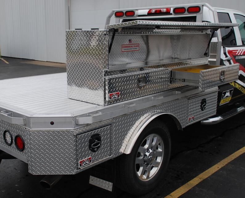 High Capacity Flatbed Contractor Top Sider Toolbox With Bottom Drawers - 60in.L