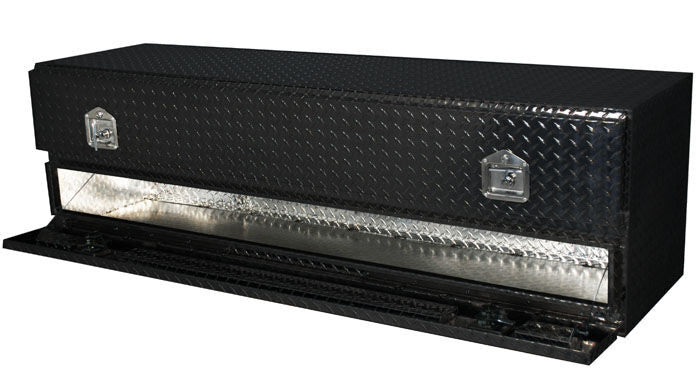 High Capacity Flatbed Contractor Top Sider Toolbox With Doors, Black Texture - 72in.L