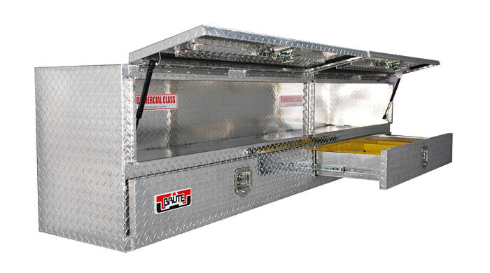 High Capacity Flatbed Contractor Top Sider Toolbox With Bottom Drawers - 96in.L
