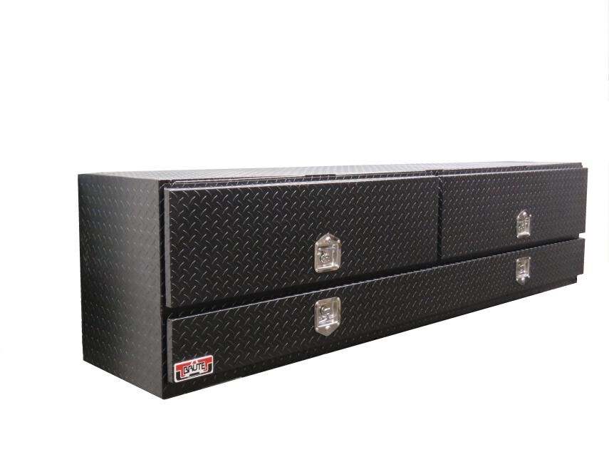 High Capacity Flatbed Contractor Top Sider Toolbox With Doors, Black Texture - 96in.L
