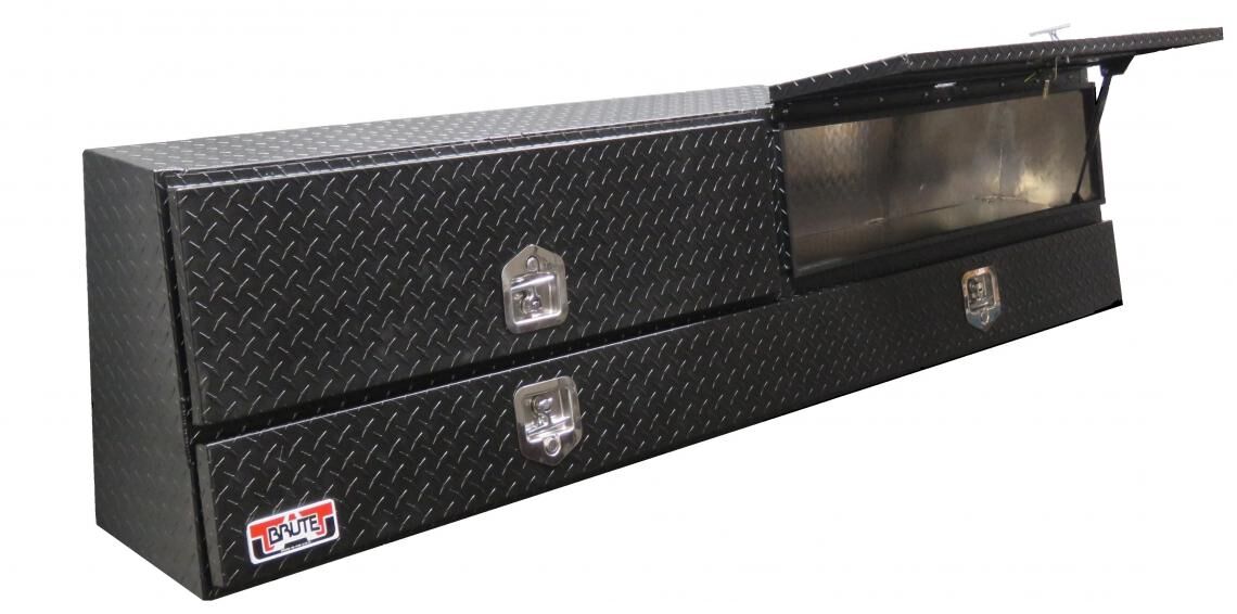 Contractor Top Sider Toolbox With Doors, Black Texture - 88in.L